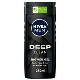 NIVEA MEN Deep Clean Shower Gel for Men BODY ,FACE &  HAIR - 250 ml DISC 20%